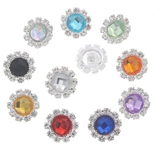 15mm Round Shank Rhinestone Embellishments sewing buttons for woman coats garment decorations