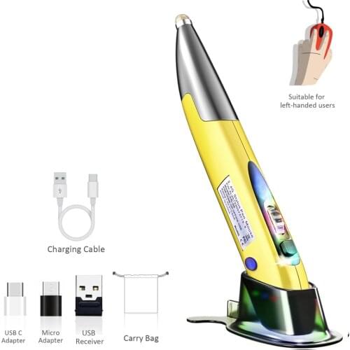 2.4GHz Optical Pen Mouse Left & Right Hands Rechargeable Pen Mouse PC Wireless Optical Pocket Pen Mouse Wireless Dual Right Keys