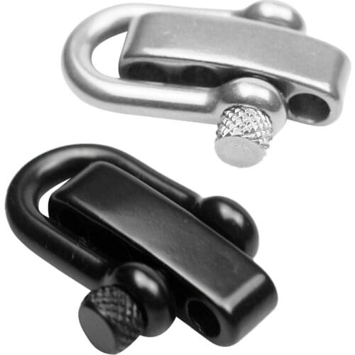 2 Pack Stainless Steel Adjustable U Flat Shackle Buckle Clasp for Survival Paracord Bracelet