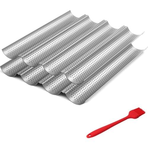 2 Pack Nonstick Perforated Baguette Pan,Wave Loaves Loaf Bake Mold,Toaster Pan for French Bread Baking