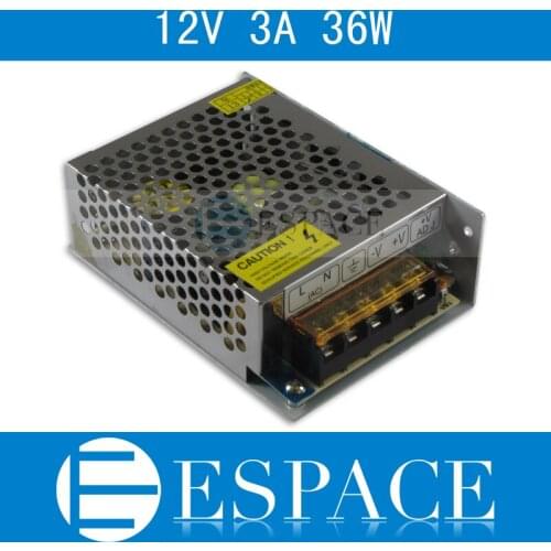 20piece/lot Best quality 12V 3A 36W Switching Power Supply Driver for LED Strip AC 100-240V Input to DC 12V free fedex