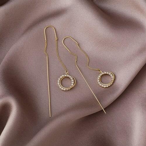 2021 Elegant Female Square Zircon Drop Earrings Charm Bride Wedding Earrings For Women Fashion Gold Color Tassel Long Earrings