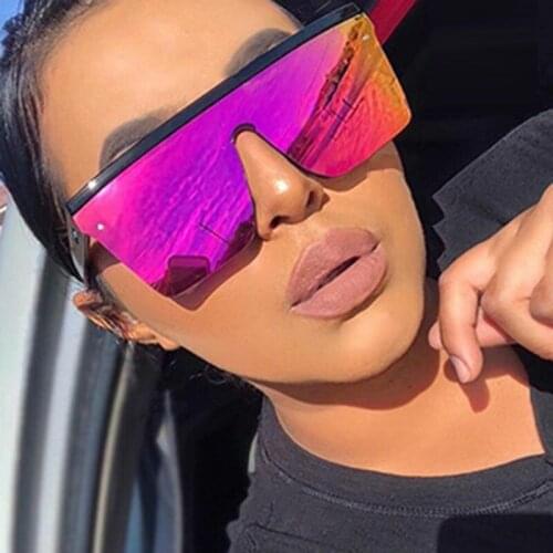 2021 Square Sunglasses Women Luxury Vintage Brand Design Sun glasses Big Frame Mirror Red Purple Eyewear UV400
