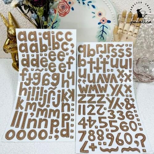 Panalisacraft 3D Alphabet Numbers Printed fabric letter Sticker DIY Scrapbooking Album Junk Journal Planner Decorative Stickers