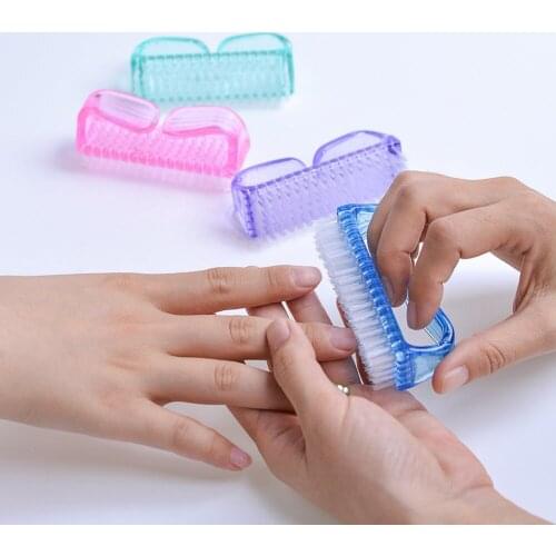 4Pcs Plastic Handle Grip Nail Dust Brush Fingernail Scrub Cleaner Pedicure Tools Pedicure Tools Anti Slip Durable