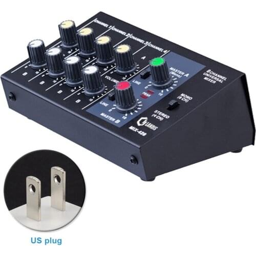 AAAE Top-Mixing Console 8 Channel Panel Karaoke Microphone Sound Mixer Digital Adjusting Stereo Us Plug