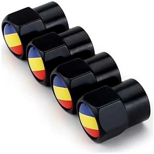 Car Wheel Tire Stem Valve Caps Covers For Romania Flag Logo For Jeep Holden Land Rover Ford BMW Audi Jaguar Mercedes Skoda Volvo