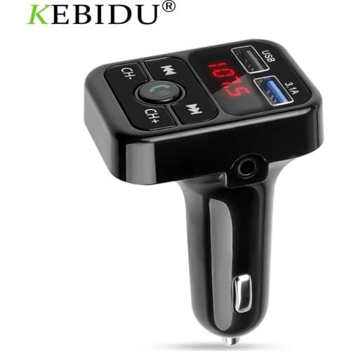 KEBIDU Dual USB Car Charger Auto MP3 Player Bluetooth Handsfree Car Kit Audio Receiver with Voltage Display Mobile Phone Charger