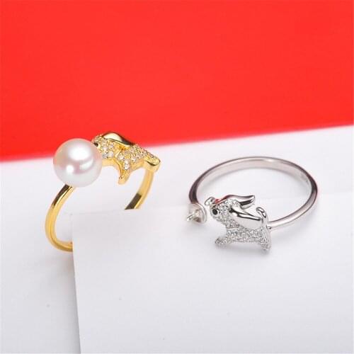 S925 Sterling Silver Adjustable Ring Settings Base Blank Jewelry Findings Fit Half Hole Pearl DIY Women Ring Making Accessories
