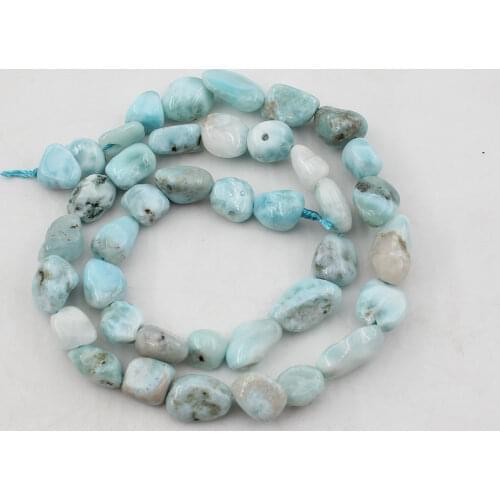 2 strands Natural Blue Larimar Freedom Nugget Beads 15.5" Strand For Necklace Jewelry DIY