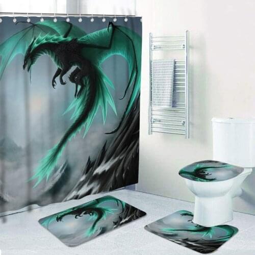 W Get Naked Black Polyester Fabric Shower Curtain Non-Slip Soft Bath Mat Toilet Lid Cover Rugs Letter Home Bathroom Decor Set
