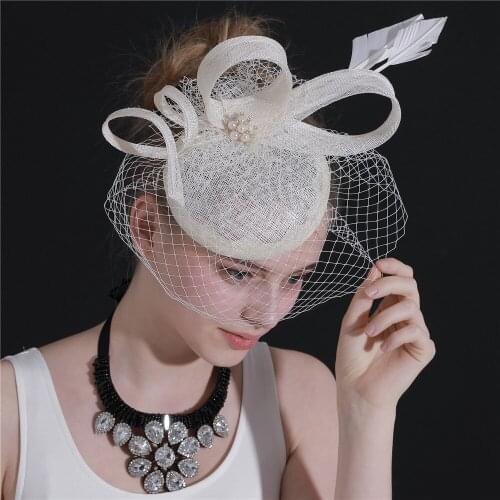 Ivory Bridal Veils Wedding Fascinator Accessory Hats Sinamay Chapeau Womens Fedora Female Ladies Elegant Occasion Race Headwear