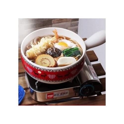 2.5L Nordic Snow Deer Single Handle Pattern Ceramic Casserole Kitchen Household Stew Pot Soup Bowl Open Flame Heat Resistant