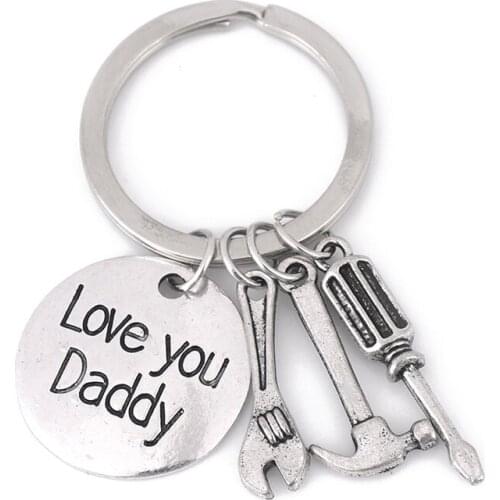 Korean Fashion Fashion Mens Hand Tools Keyring Key Chains Hand Tools Keyring ''Love You Daddy'' Letters Metal