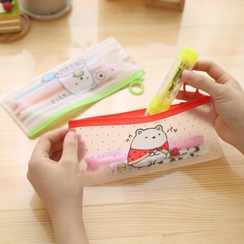 Korean cute cartoon pen bag creative small fresh and simple potato rabbit file bag sealed PVC note bag