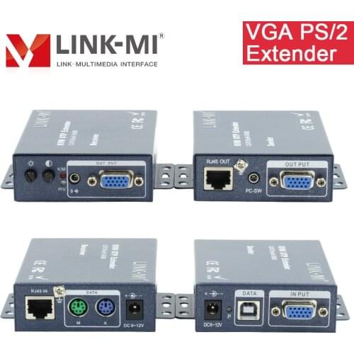 LINK-MI PS 2 KVM VGA Extender 100m 200m 300m Over Cat5/5e/6 RJ45 UTP Cable Support vga usb Keyboard and Mouse