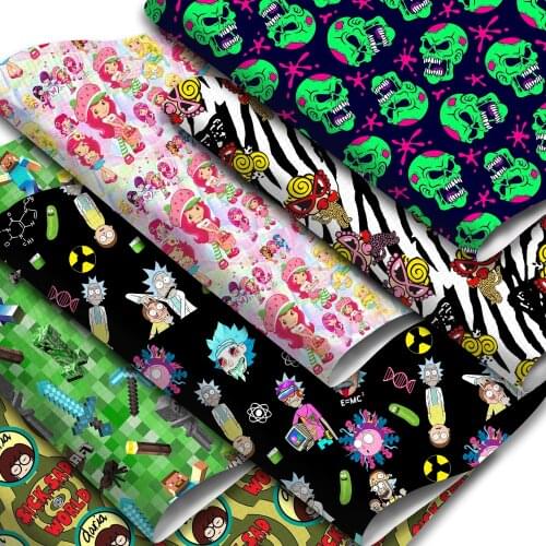 Cartoon Theme Synthetic Leather Fabric Bee Skull Strawberry Printed Faux Leather Sheets 20x33cm for DIY Earrings Handbags
