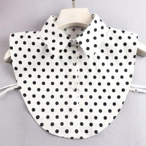 Polka Dots Fake Collar False Collar for Womens Cotton/Chiffon Detachable Collar Female Decoration Shirt Blouse Top Accessories