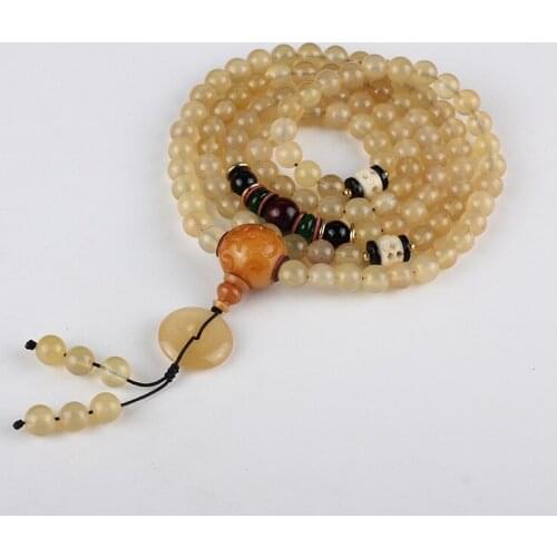 Natural Tibetan Sheep Horn 108 Prayer Beads for Meditation Buddhist Mala New Design for Men&Women Free Shipping