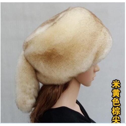 New winter warm fur hats soft faux fur flat top hats tails fur hats one size multi color faux fur hats