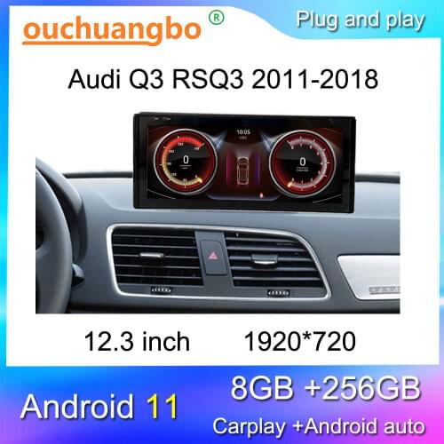 Ouchuangbo android 10 radio gps video player for Q3 2011-2018 with 10.25 inch 1920*720 stereo audio 8GB+64GB
