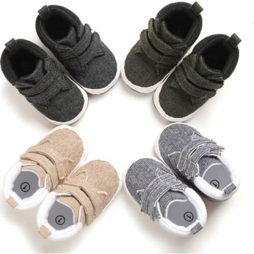 Baby Boys Lace-up First walker Toddler Soft Soled Shoes Newborn hook&loop Design Sneakers for 0-18M Baby boys