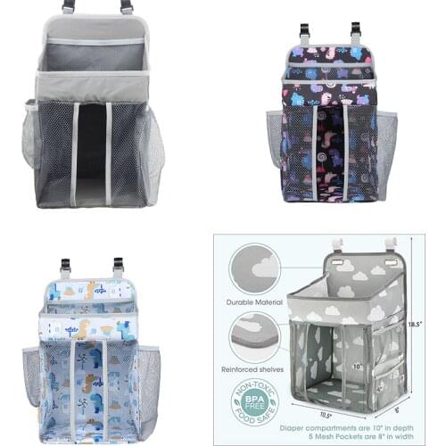 Baby Organizer Crib Hanging Storage Bag Foldable Nursing Stacker Caddy Organizer for Kids Essentials Bedding Set Cot Diaper Bags