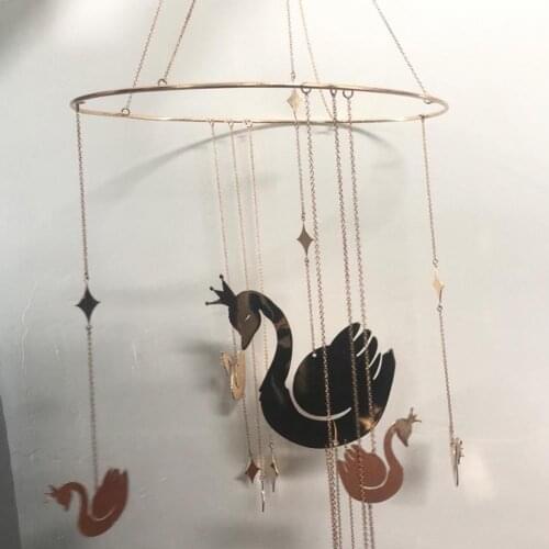 Wind Chime Hanging Decora Swan Shape Eye-catching Metal Rotating Decor for Home Garden
