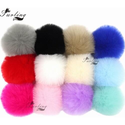 Furling DIY 12pcs 8cm Faux Fur Pom poms Ball with Elastic for Key Ring Key Chain Hangbag Hat Charm DIY Hat Scarf Accessories