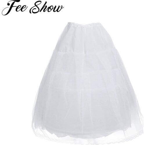 Hot White 2 Hoop Kids Girls Crinoline Petticoat for Flower Girl Wedding Skirt Birthday Party Skirts Childrens Vestidos Clothing
