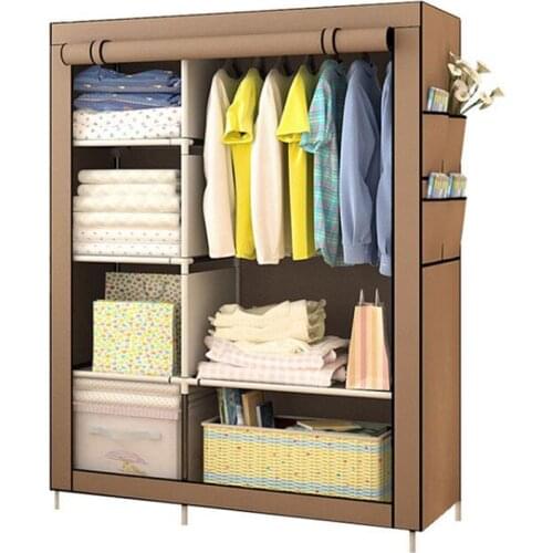 Simple Modern Folding Wardrobe Non-woven Fabric Washable Cloth Wardrobe Steel Single Wardrobe Assembly Double Storage Cabinet