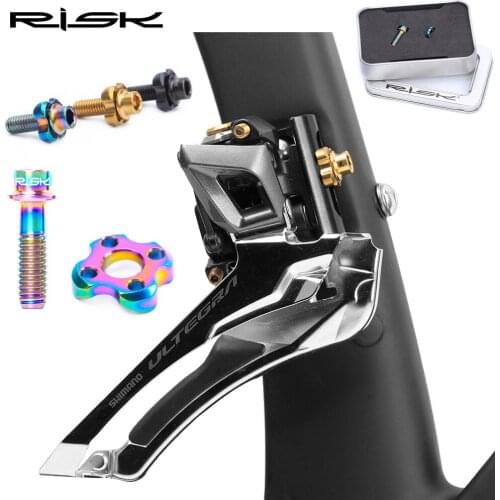 Risk RT112 M5*16 Titanium Alloy Road Folding Bicycle Front Derailleur Fixing Plate Bolt & Washer Screw Kit