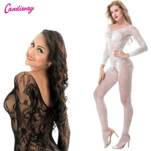Sexy teddy underwear Black Hollow Out Slim Transparent Backless Open Crotch bodystockings gauze New Simple Fashion Bodysuit