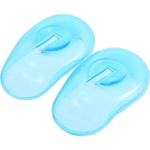 2 Pcs Clear Silicone Ear Cover Home Salon Hair Dye Shield Protectors Blue Hairdressing Ear Protection Salon Styling Tool