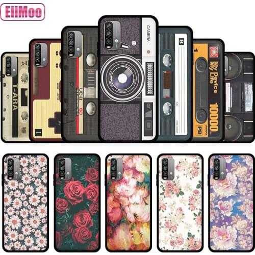 EiiMoo Silicone Phone Case For Xiaomi Redmi 9T Fashion 3D Cute Cartoon Flower Pattern For Redmi 9T 6.53" Matte Thin Black Cover