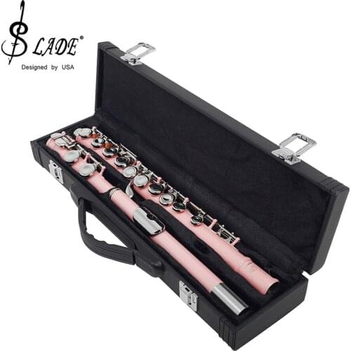 SLADE Pink 16 Holes Flute With E Key Woodwind Instrument Closed Hole C Tone Nickel Silver Key Cupronickel Tube With Music Case