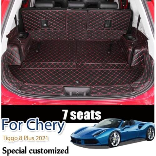 Car Styling PU Leather Rear Trunk Mat For Chery Tiggo 8 Plus 7Seats 2021 Car Boot Mat Carpet Tray Protector Auto Accessoy