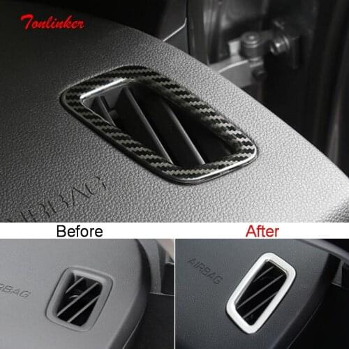 Tonlinker Interior Car Console Small Outlet Cover Sticker For GWM HAVAL H6 2021 Car Styling 2 PCS Stainless Steel Cover Stickers