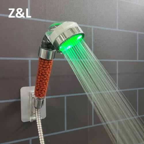 Bathroom 3/7 Colors Flash Led Rain Shower Head High Pressure Water Saving Rainfall Bio-active Stones Led Shower Head for Shower