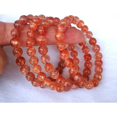 Free Shipping Natural Gold Sunstone Round 8mm Beads Bracelet Women Jewelry Accessories Weddings Parties Birthday Gift