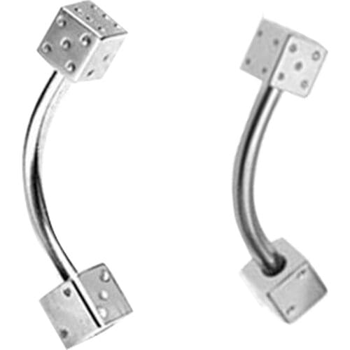 1Piece 1.2x8x3mm Stainless Steel Dice Eyebrow Ring White Square Eye Rings Body Piercing Jewelry