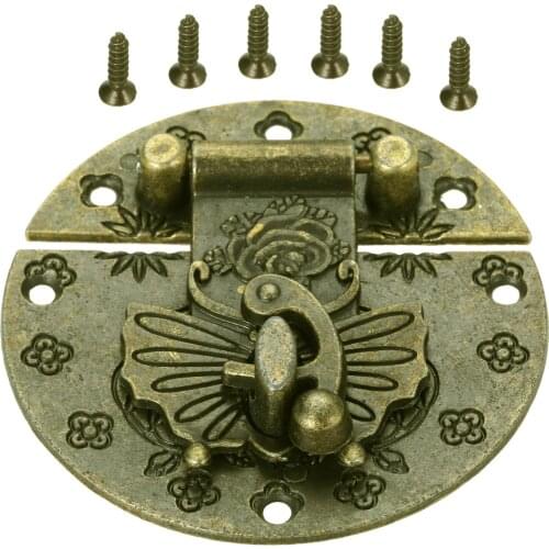 1pc Antique Zinc Alloy Wooden Case hasp Vintage Decorative Jewelry Gift Box Suitcase Hasp Latch Furniture Buckle Lock 58mm