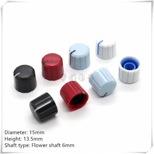 10 Piece 15mm*13.5mm potentiometer adjustment knob cap two-color plastic knob suitable for flower shaft 6mm