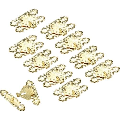 10Pcs Gold 41*24mm Zinc Alloy Jewelry Box Padlock Hasp Locks Handbag Wooden Wine Gift Box Latch Clasps Buckle Furniture Hardware