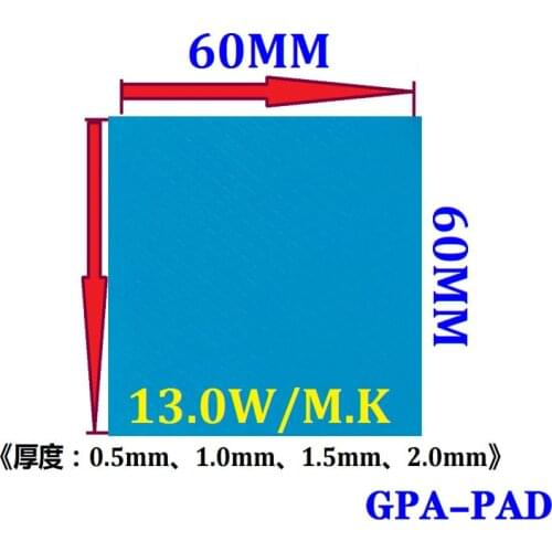13.0 W/mK GPU CPU Heatsink Cooling Conductive Silicone Pad 60mm*60mm*1mm Thermal Pad High Quality Laptop Chip Phone Heat Sink