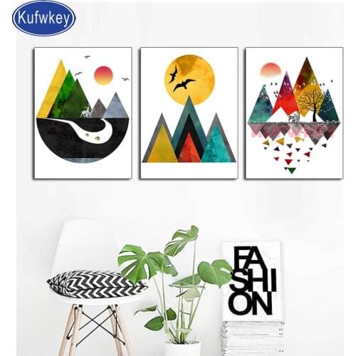 3 pcs diamond mosaic geometric abstract art Landscape Diamond painting cross stitch kit Diamond embroidery wall painting Scenery