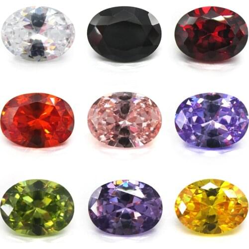 50pcs 3*4~13*18mm AAAAA Oval Shape White, Garnet, Olive, Purple, Black, Pink Cubic Zirconia Stone Loose CZ Synthetic Gems