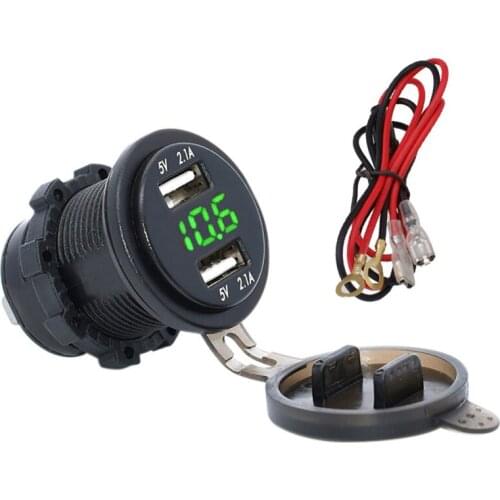 Cigarette Lighter Socket Splitter 12V-24V 2 Port USB Car Charger with Led Light Power Adapter Motorcycle Usb Socket Mount