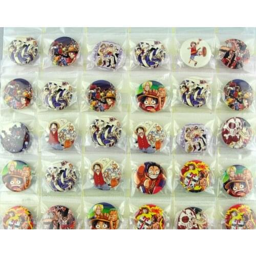 48 Pcs/Set One Piece Kids Cartoon anime Brooches Pin Badge 30MM 3.0CM Wholesale