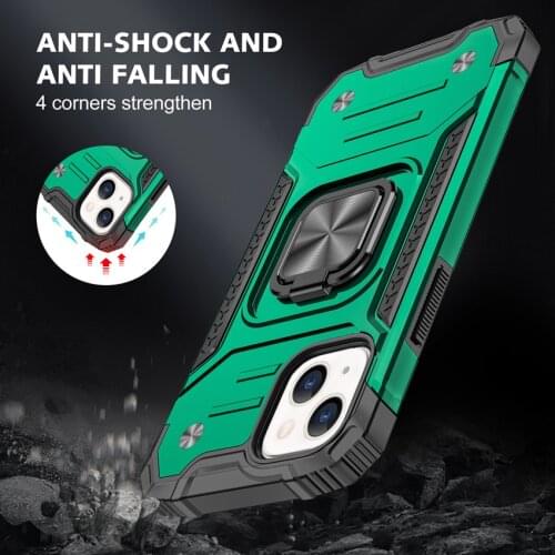 Case For iPhone 13 12 11 Pro XS Max X XR 6 6S 7 8 Plus SE 2 mini Shockproof Armor Ring Holder Phone Cover